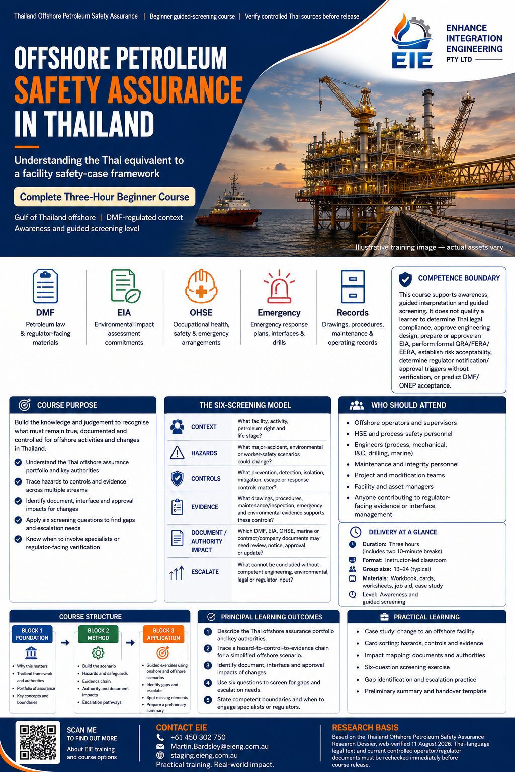 Offshore Petroleum Safety Assurance in Thailand promotional course sheet